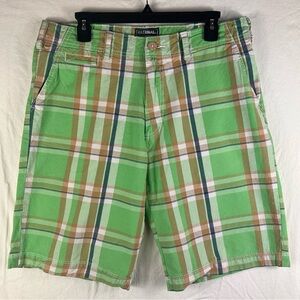 National Outfitters Green Plaid Shorts Size 36 Cotton Summer Pockets Golf